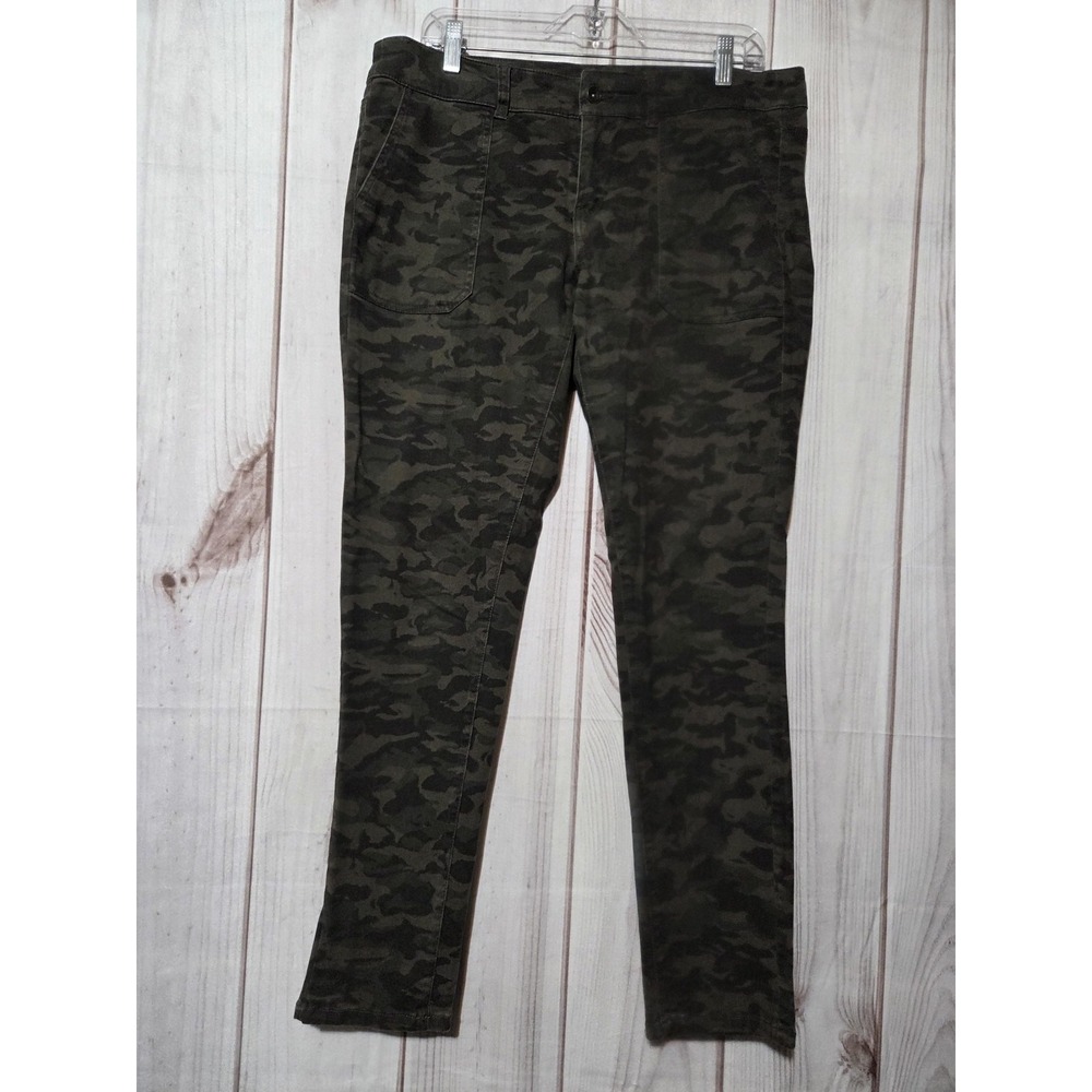 Merona Pants Womens 12‎ Green Camouflage Skinny Stretch Chino Twill Casual Army